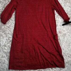 Red Striped Dress with Pockets
